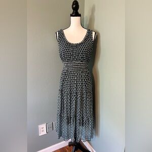 Max Studio V-Neck Sleeveless Mesh Midi Dress RUFFLE TIER WOMENS Size M